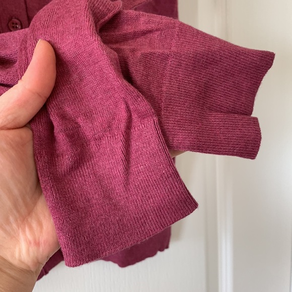 NWT LOFT V-Neck Button Front Long Sleeves Fuchsia Knit Cardigan Sweater Size SP - Picture 8 of 16